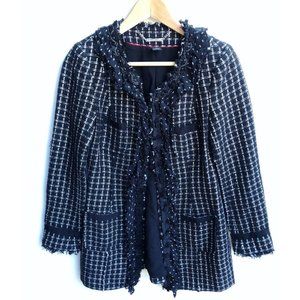 White House Black Market Blazer Jacket Women 0 Tweed Long Sleeve Career WHBM